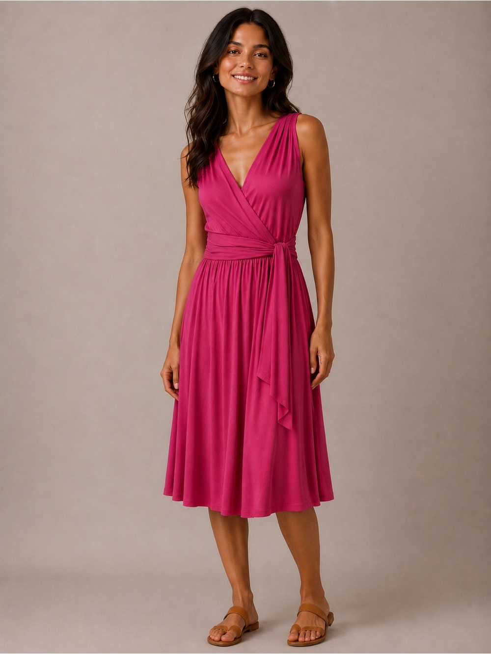 Garnet Hill Easy Wrap Midi Sleeveless Dress - Size XS